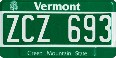 VT license plate ZCZ693