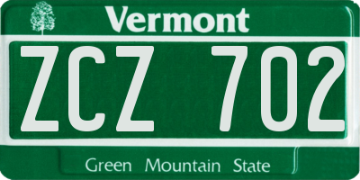 VT license plate ZCZ702