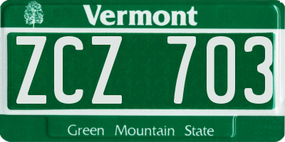 VT license plate ZCZ703