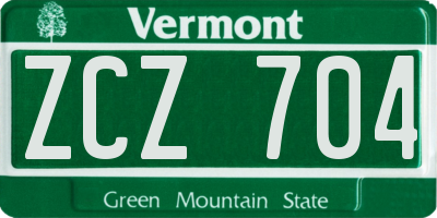 VT license plate ZCZ704