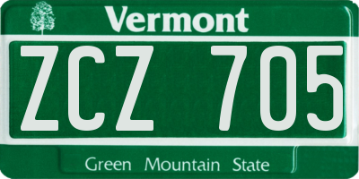 VT license plate ZCZ705