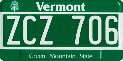 VT license plate ZCZ706