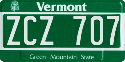 VT license plate ZCZ707