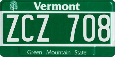 VT license plate ZCZ708
