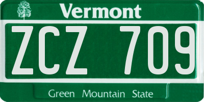 VT license plate ZCZ709
