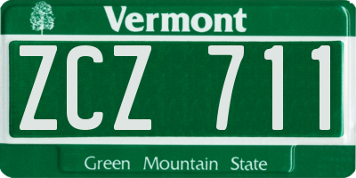 VT license plate ZCZ711