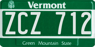VT license plate ZCZ712