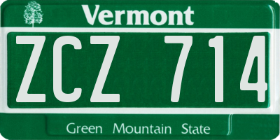 VT license plate ZCZ714