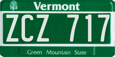 VT license plate ZCZ717