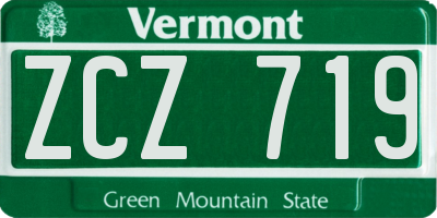 VT license plate ZCZ719