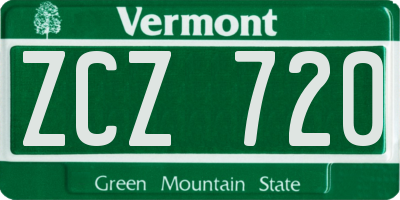 VT license plate ZCZ720