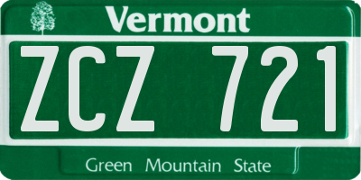 VT license plate ZCZ721