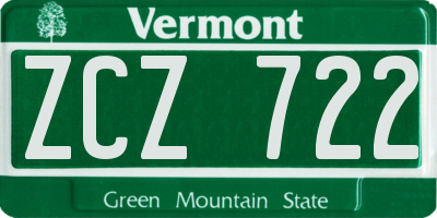 VT license plate ZCZ722