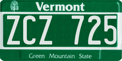 VT license plate ZCZ725