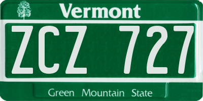VT license plate ZCZ727