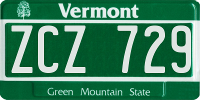 VT license plate ZCZ729