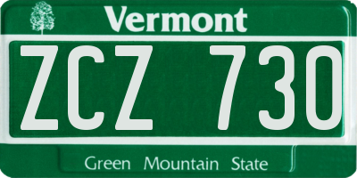 VT license plate ZCZ730