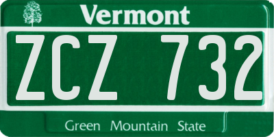 VT license plate ZCZ732