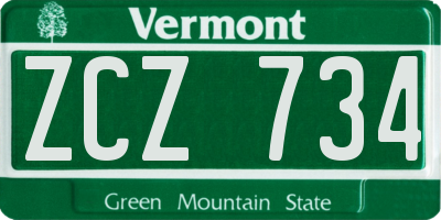 VT license plate ZCZ734