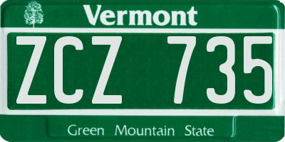 VT license plate ZCZ735