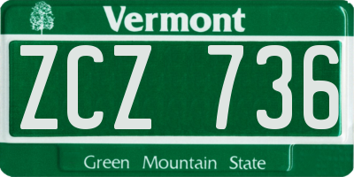 VT license plate ZCZ736