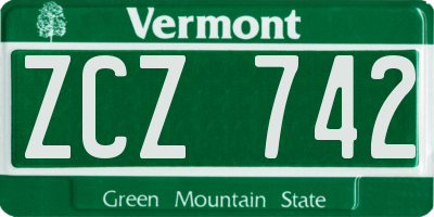 VT license plate ZCZ742