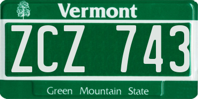 VT license plate ZCZ743