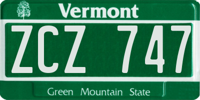 VT license plate ZCZ747