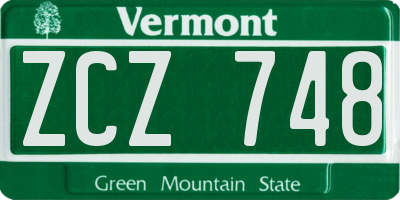 VT license plate ZCZ748