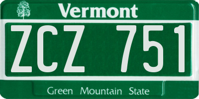 VT license plate ZCZ751