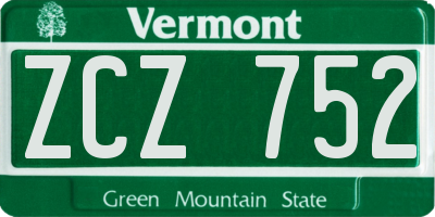 VT license plate ZCZ752