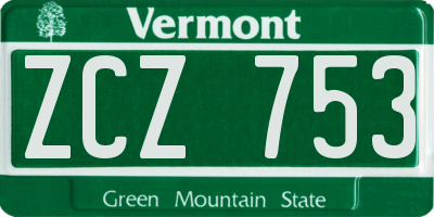 VT license plate ZCZ753