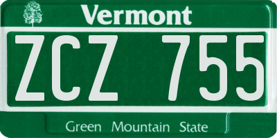 VT license plate ZCZ755