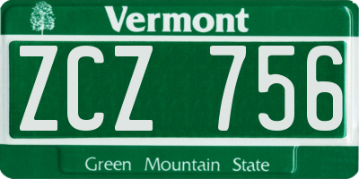 VT license plate ZCZ756