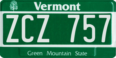 VT license plate ZCZ757