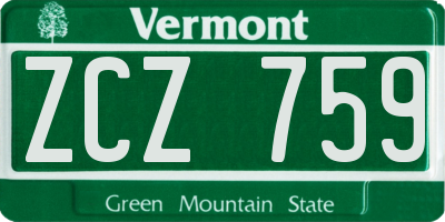 VT license plate ZCZ759