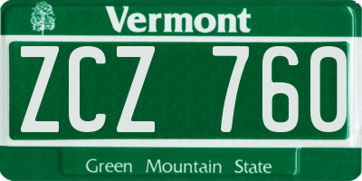 VT license plate ZCZ760