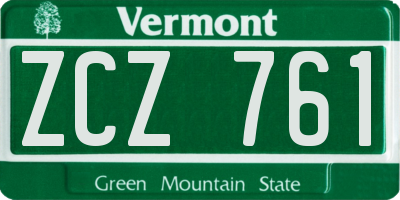 VT license plate ZCZ761