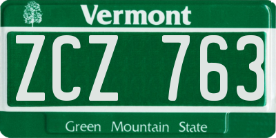 VT license plate ZCZ763