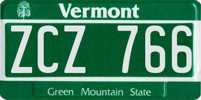 VT license plate ZCZ766