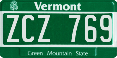 VT license plate ZCZ769