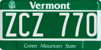 VT license plate ZCZ770