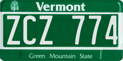 VT license plate ZCZ774