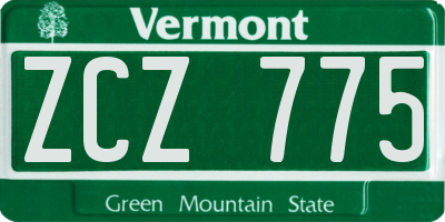 VT license plate ZCZ775