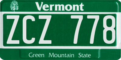 VT license plate ZCZ778