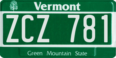 VT license plate ZCZ781