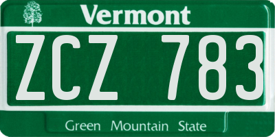 VT license plate ZCZ783