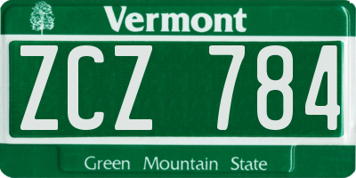 VT license plate ZCZ784