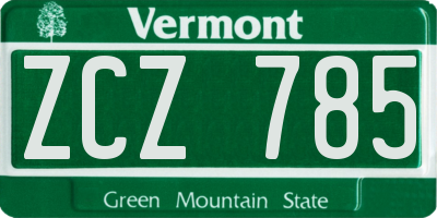 VT license plate ZCZ785