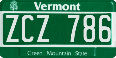 VT license plate ZCZ786